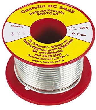 Castolin 5423 BC 0250D Fil à souder pour raccords, contenu : 250 g, diamètre : 2,5 mm
