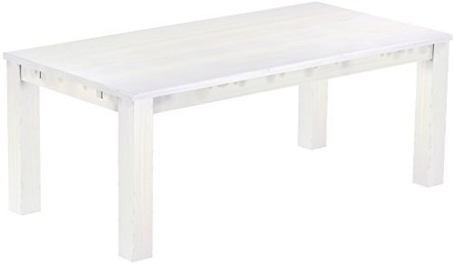 Esstisch Rio Classico 200x100 cm Pinie Weiß Holz Pinie Massivholz Esszimmertisch Echtholz ausziehbar vorgerichtet für Ansteckplatten Brasilmöbel