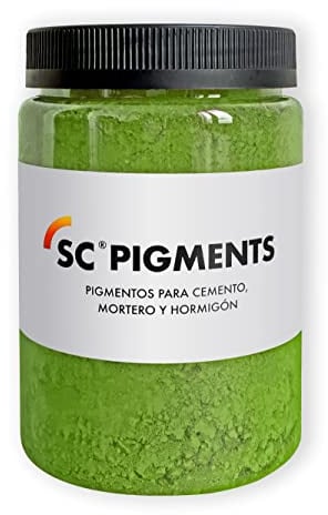 SC Pigments® Ref: Color Verde 60 · Pigmento colorante Verde óxido de cromo (Cr2O3) para cemento, mortero, hormigón, yeso y cal. Serra Ciments ® Peso: ±800 g.