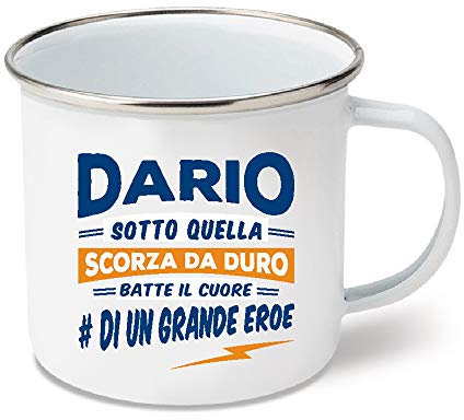 CLEARCO SRL Tazza in Metallo SMALTATO con Dedica - Dario - Nome Top Bloke - BM044