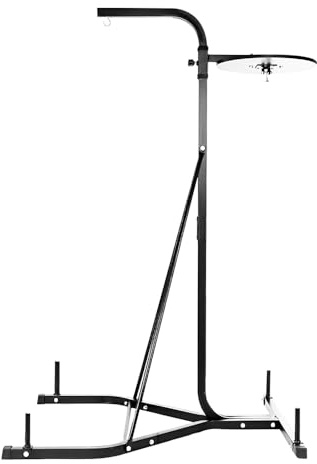 Max Strength Boxsack, freistehend, mit Boxsack, 183 cm hoch und 122 cm gefüllt, mit Speedball-Plattform, Schwarz, Nur Rahmen.
