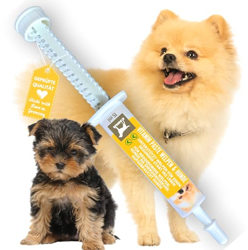 Multi-Vitamin Paste Hund I Welpen Hunde Vitamine I Vitaminpaste für Hunde I Vitamin b komplex Hund A C E D3 B1 B2 B6 I Aufbaufutter Senior Welpen Vitamin-Booster I Immunsystem stärken 1 mlTag 15ml