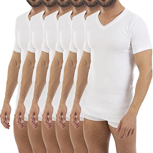 Lacotex Camiseta Interior Termal de Hombre | Camiseta Manga Corta y Cuello Pico Térmica | Confort y Protección Térmica Interior | Pack Ahorro 6 Unidades | L100V