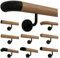 TIBU Buche Holz Handlauf Geländer 30-500cm im Set schwarze Halter Wandhandlauf Wand Treppe, Länge 360 cm mit 5 Halter Enden schwarze Endbögen