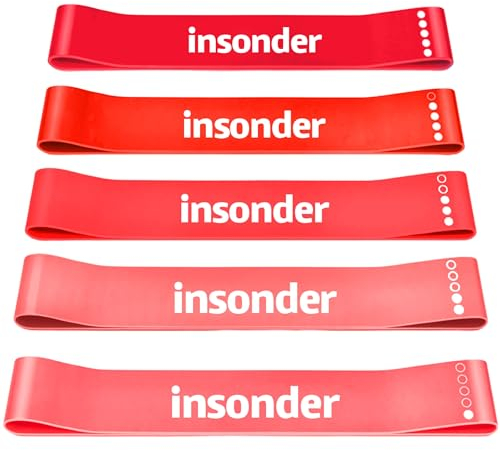 Insonder Fitnessbänder 5er Set - Widerstandsbänder, Gymnastikband, Fitnessband - Strength Training Equipment - Gummiband Sport - Trainingsbänder + Booty Band