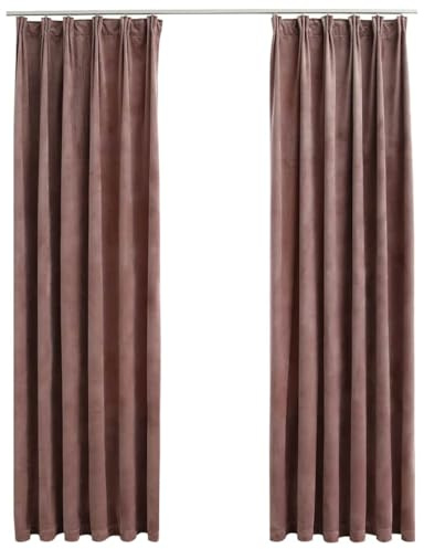 vidaXL 2X Tende Oscuranti con Anelli Classici Eleganti Moderne Tendaggi Casa Rivestimento Finestre Privacy in Metallo e Velluto 140x225cm Rosa Antico