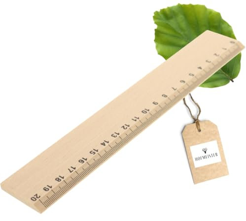 HOFMEISTER® Holz-Lineal, 20 cm, 100% Naturprodukt, für Schule & Büro, auch für Linkshänder geeignet
