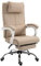 HOMCOM Fauteuil de Bureau Chaise de Bureau Ergonomique avec Repose-Pieds Rétractable, Dossier inclinable, tétière et Soutien des Lombaires, Réglable en Hauteur, en Tissu Beige