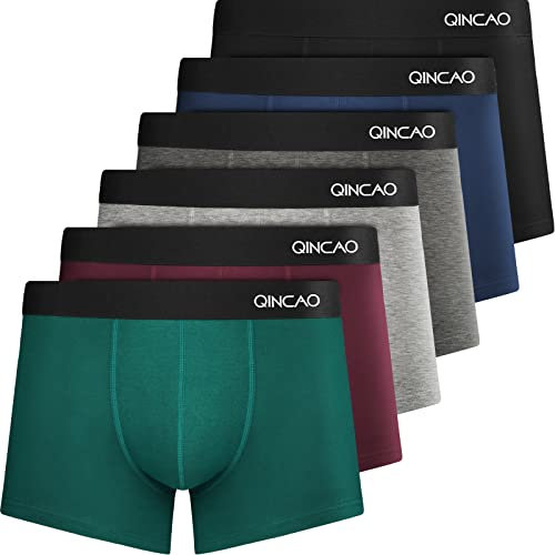 QINCAO Boxers Homme Lot de 6 Coton sous-vêtement Fitted Trunk Caleçons Ultra Doux Confortale,Multicolore ×6,XXL