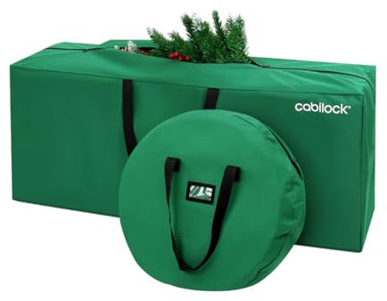 Cabilock Borsa portaoggetti per Albero di Natale e Custodia per ghirlande Borsa Impermeabile con Cerniera per Albero delle Vacanze di Natale Oxford con Maniglie per Il Trasporto (Verde)