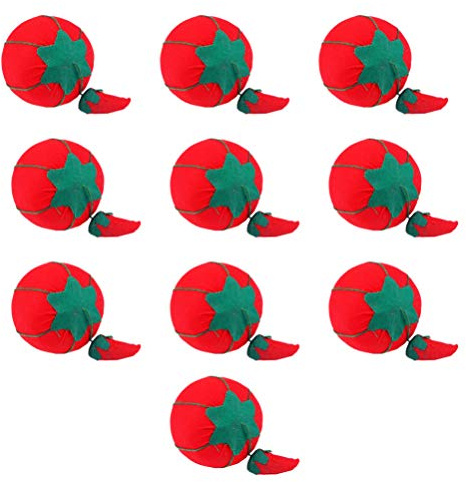 EXCEART 10pcs Tomato Pin Cushion Sewing Needle Pincushions Fabric Pin Holder DIY Handcraft Tool for Cross Stitch Home Sewing Dressmaking 5cm