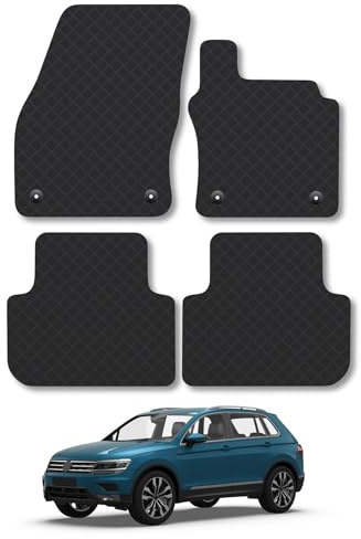 Compatible with VW Tiguan (2016-2024) 3mm Rubber Car Mats | Tailored Fit Durable Floor Mats Full Coverage Protection Waterproof Accessories Easy Clean Anti Slip Made in the UK