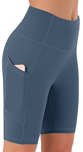 Persit Kurze Sporthose Damen, High Waist Radlerhose Sport Shorts Sommer Laufhose Schotenblau S