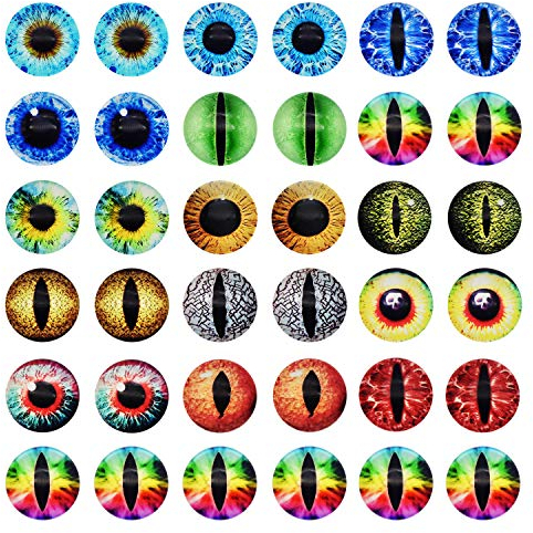 Julie Wang 25MM 20PCS Drachenaugen Glas Cabochon Augen für Tonpuppenherstellung Skulpturen Requisiten Basteln DIY Fundstücke Schmuckherstellung