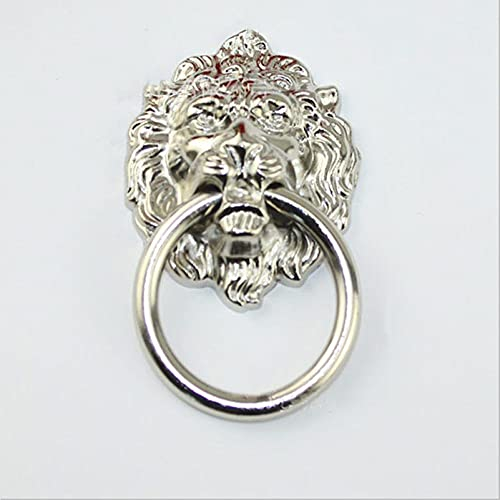 VVW&LIU 1pc Antik Kleine Türgriff Löwe Türklopfer Hochwertige Zinklegierung Schrank Schubladenknopf Ring Pull Möbelbeschläge,Silber,S