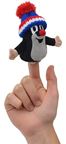 Fingerpuppe Plüsh Tierhandpuppe Handpuppe Handspielpuppe 10 cm Original Der Kleine Maulwurf mit Rot Mütze Handpuppe Handspielpuppe für Kinder Jungen Mädchen