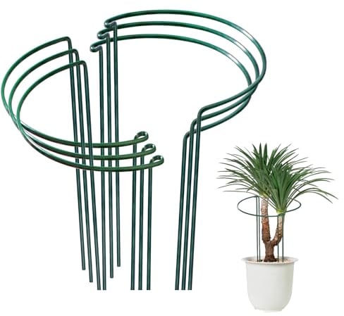 OLDELITE 6pcs Plant Supports for Outdoor Plants, 20 x 35 cm Plant Stakes Metal Half Round Plant Supports Ring Cage, Garden Plant Supports for Rose, Flowers, Vine and Tomato Plants