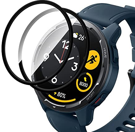 SeNool Pellicola Protettiva Compatibile con Xiaomi Watch S1 Active [2 Pack], [3D Copertura Totale, Alta Definizione] Protezione Schermo Compatibile con Xiaomi Watch S1 Active