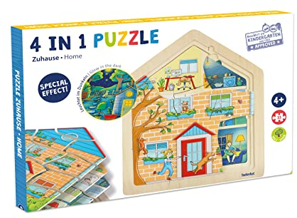 beleduc Lagenpuzzle Zuhause - Kinder-Puzzle ab 4 Jahre Holzpuzzle