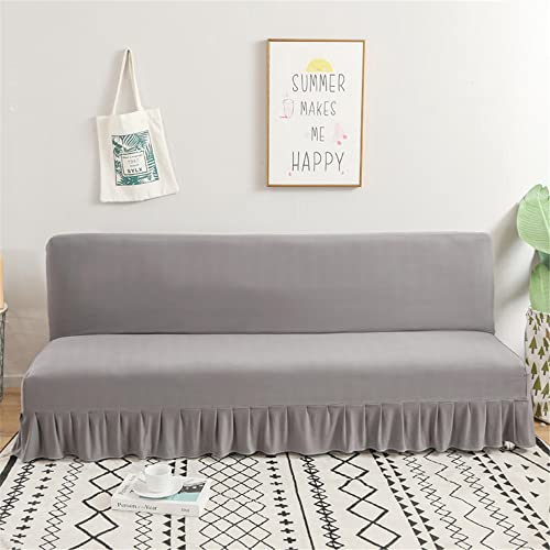 Hiseng Sofabezug 2/3 Sitzer Ohne Armlehne mit Rock Moderner Druck Clic Clac Sofahusse Stretch Schutzhülle Protector Bettcouch Sofabettüberzug (Dunkelgrau,180-200cm)