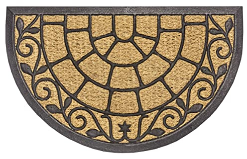 Hanse Home Kokos Fußmatte für Innen und Außen 45x75cm – Fussmatte Halbrund Kokosmatte Outdoor Schmutzfangmatte Kokosfaser Gummi Wetterfest, rutschfest für Eingangsbereich & Außenbereich – Natur