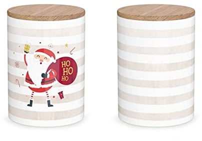 LaVida - 3081131 - Porzellandose, Weihnachten, Weihnachtsmann,15,5cm x 11cm, Holzdeckel, luftdicht, 1000ml