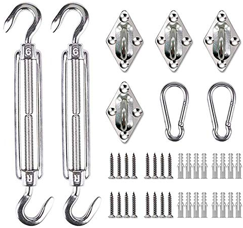 Sunnylaxx Kit di Fissaggio per Vela Parasole 40 Pezzi Kit di Fissaggio Tenda a Velo in Acciaio Inox 316, Kit di Accessori Hardware per Vela Rettangolare