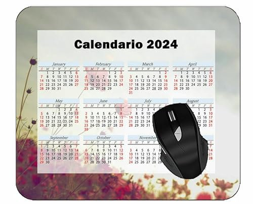 YENDOSTEEN 2024 Kalender-Mauspad mit Feiertagen,Blumen-Tropfen-Reflexions-Gummi-Mauspad PAD#71 220 * 180 * 3 mm
