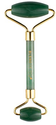 BLEND IT - Roller für die Gesichtsmassage aus Aventurin-Quarz I mit Baumwollbeutel I Natursteine I Einmalige Optik I Reduziert Falten I Anti-Aging I Verbessert die Blutzirkulation