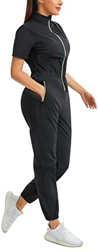 Junlan Tuta Sauna Magliette Termiche Donna Abbigliamento Sportivo Effetto Sauna canottiera per sudare Sportiva Sauna Suit (S, Nero)