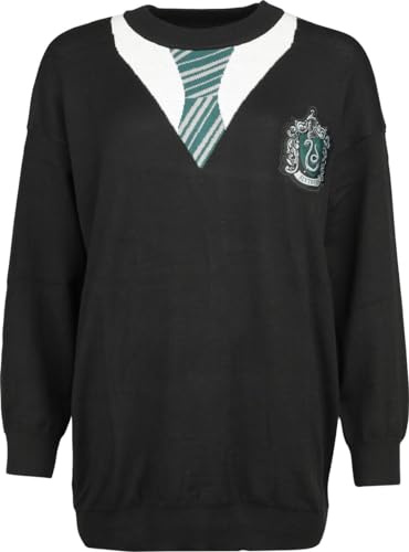 Harry Potter Slytherin Frauen Strickpullover schwarz