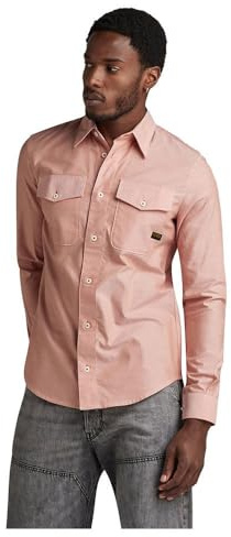 G-STAR RAW Herren Marine Slim Hemd, Mehrfarben (Burned orange/White Oxford D24963-7665-D140), M
