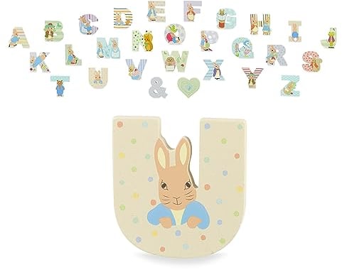 Peter Rabbit Wooden Letters by Orange Tree Toys, Letter U with Peter - Alphabet Animal Letter for Personalised Baby Name, Toy Box, Door, Wall Decorations, Animals Nursery Decor, Boys Girls Bedroom