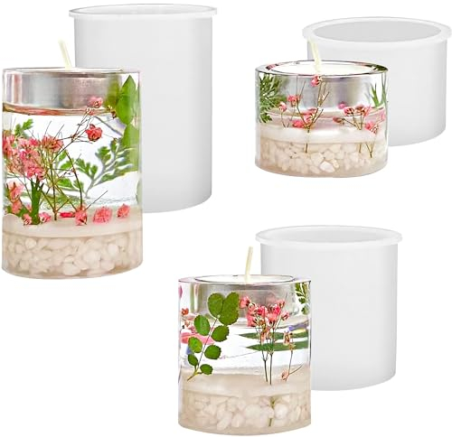 Silikonform Kerzenhalter, Silikonformen Gießformen Set, 3D Kerzenhalter Formen, 3 Größen Epoxidharz Formen Silikon für DIY Aromatherapie Kerzen