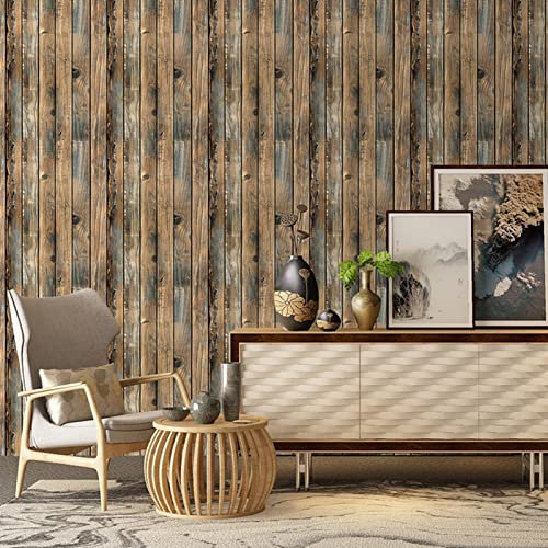 Topyond Papier Peint Autocollant à Grain De Bois Vintage