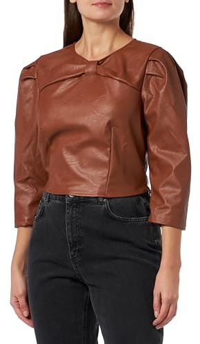 IDONY Blusa de Cuero sintético, Camel, M para Mujer