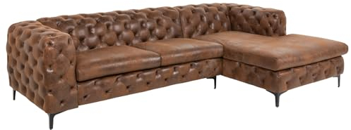 Riess Ambiente Chesterfield Ecksofa MODERN BAROCK 275cm antik braun Microfaser 3-Sitzer Federkern