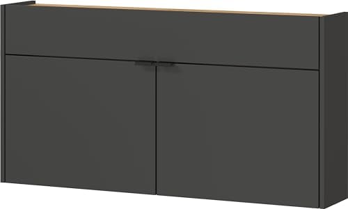 Germania Schuhschrank 1398-549 GW-Ameca, in Graphit/Eiche, geringe Tiefe, optimal für schmale Flure, 110 x 57 x 22 cm (BxHxT)