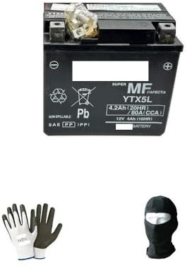 Compatibile con APRILIA SR R H2O 2T E4 (KLA00) 50 2018 fino al 2018 YUASA YTX5L-BS 12V/4AH completamente sigillato, caricato, attivato in batterie per scooter per moto pronto 1 14X70. X105