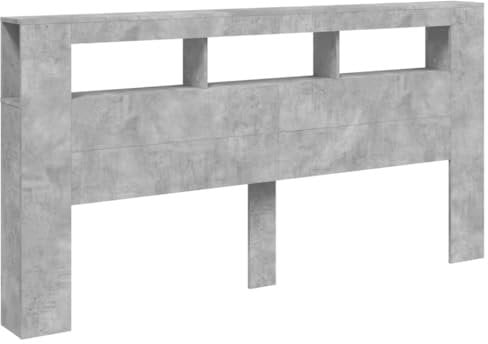 vidaXL Tête de Lit à LED, Accessoire de Lit, Tête de Cadre de Lit, Meuble de Chambre à Coucher, Gris Béton 200x18,5x103,5cm Bois d'Ingénierie