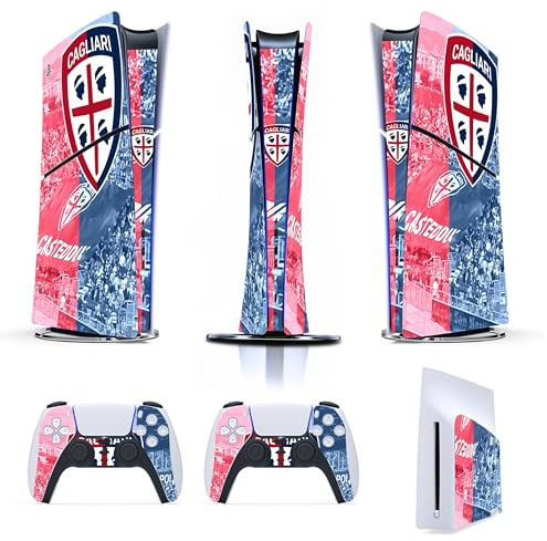 Skin adhesiva compatible con PS5 SLIM - Se puede utilizar tanto para la versión DIGITAL como para DISCO - Consola y controlador - Vinilo mate HD removible (D083 - Cagliari)