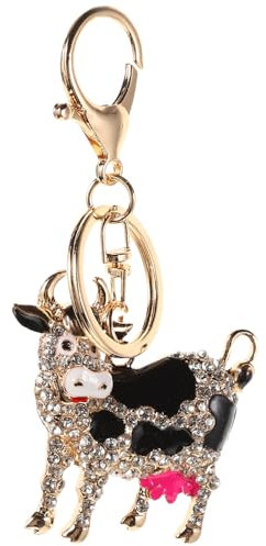 VALICLUD Schlüsselanhänger Kuh Plüsch Mit Strass Anhänger 2.6 Zoll Mode Schlüsselbund Für Damen Und Kinder Neujahr Accessoire