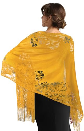 Stola Damen Festlich,Schals & Tücher Für Damen,Stola Für Abendkleid,Stola Gold,Damen Festlich Glitzer Metallic Schals Tücher,Pashminas Für Damen Schultertuch,Umschlagtücher Für Damen,Chiffon-Schal