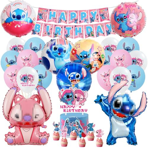 Geburtstag Luftballons Rosa, 53 Stück Luftballons Geburtstagsdeko, 18 Latex Luftballons, Happy Birthday Banner, Geformter Folienballon, Geburtstag Kit für Kindergeburtstag Decorations