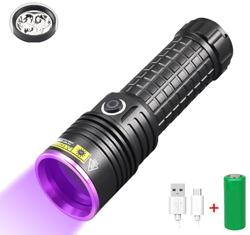 VASTFIRE 30W LED Lampe de Poche UV, 365 nm Ultra Lumineux Lampe UV pour la détection d'urine pour Animaux de Compagnie Accessoires Batterie 8000mah Inclus