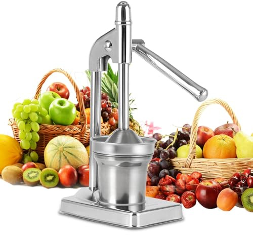 Manual Fruit Juicer,Stainless Steel Citrus Hand Juicer,Hand Press Manual Juicer,Orange Lemon Lime Pomegranate Juicer Press for Restaurant Home,Juice Extractor with Heavy Duty Lever-Arm (Silver)