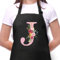 Personalisierte Initialen Schürzen Damen, Kochschürze Baumwolle Verstellbare Küchenschürze mit Taschen zum Kochen, Backen, Geschenk für Frauen Mama Oma Freundin zum Geburtstag Muttertag Weihnachten J