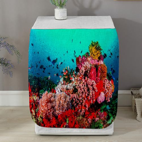 Highdi Funda de Lavadora Cubierta Exterior,Adapta a la Mayoría de Lavadoras y Secadoras de Carga Frontal Protector Solar a Prueba de Polvo (S Capacidad 6~7,5 KG,Aguas Profundas)