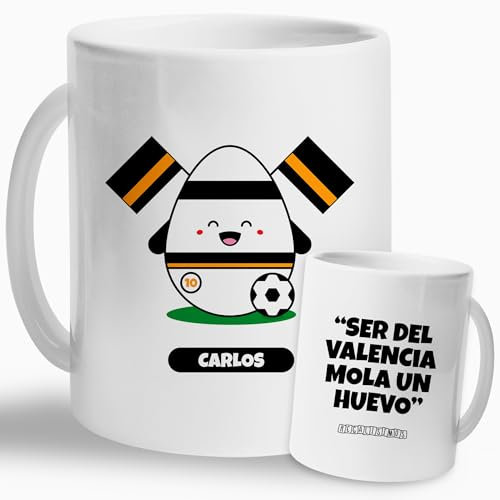 Taza Personalizada Fútbol Valencia | Regalo Original para Aficionados del Fútbol Español | Taza de Cerámica | Taza de Desayuno Divertida | Regalo para Niños, Cumpleaños, Navidad (Valencia)