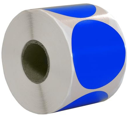 DULA Runde Etiketten - Blau - 50mm - 500 Aufkleber auf Rolle - Siegel - Markierungspunkte - Leere runde Aufkleber auf Rolle